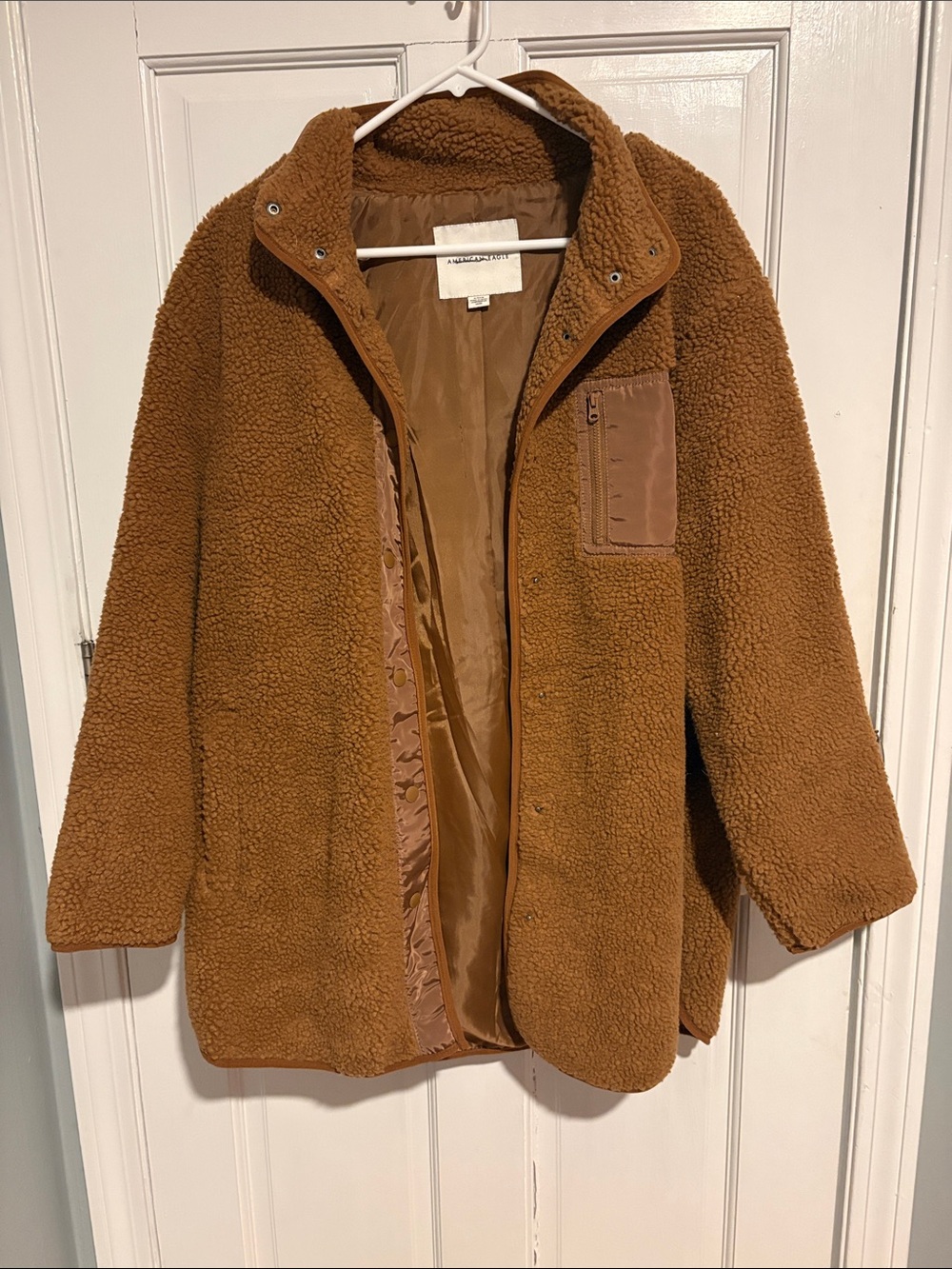 American Eagle Outfitters Plush Teddy Jacket in Brown